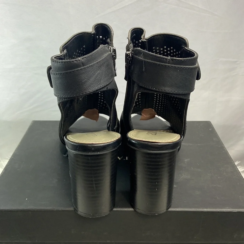 ANA “ANA TROUT” Vegan Leather Peep Toe Punch Out Heel - Picture 4 of 10